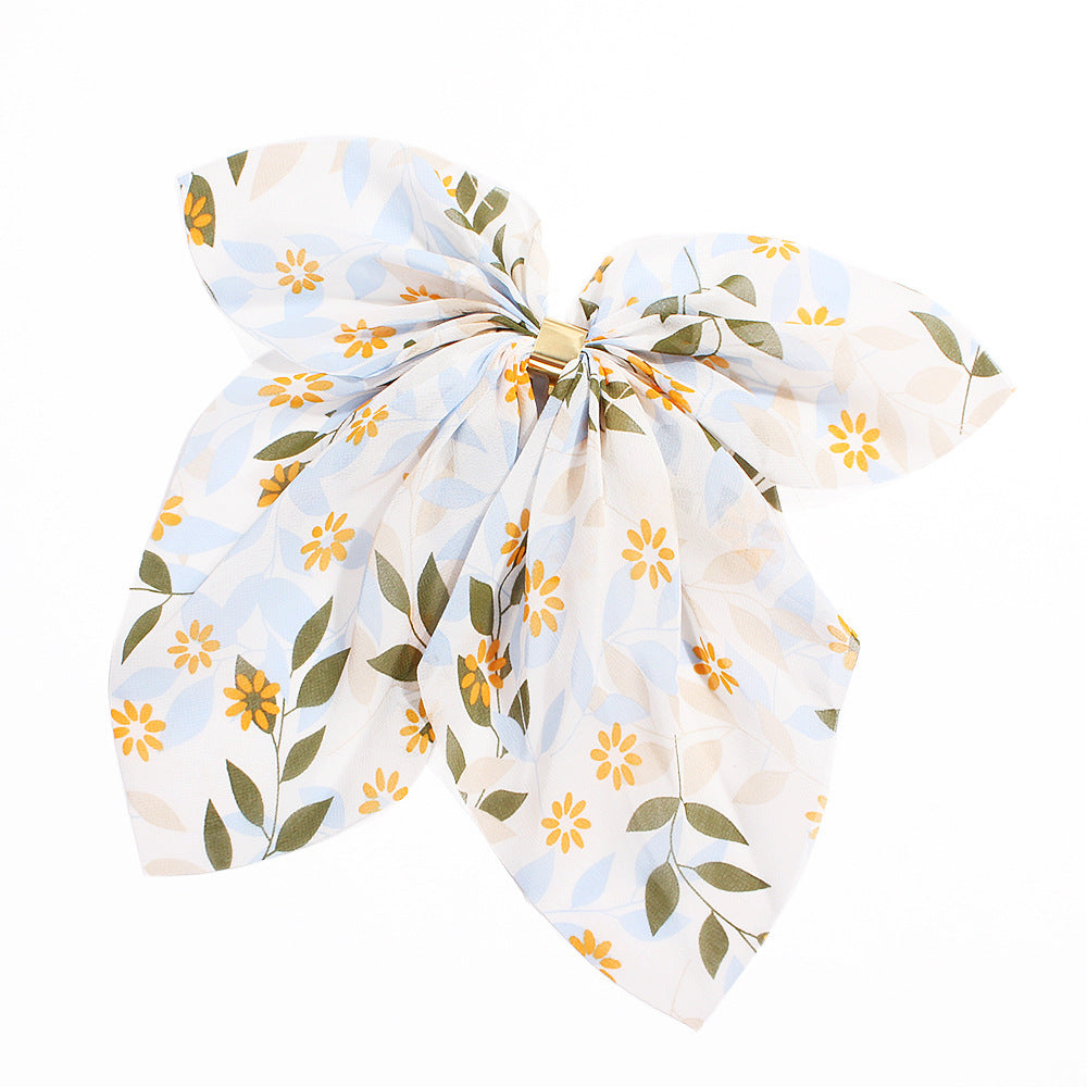Floral Chiffon Big Bow Hairpin