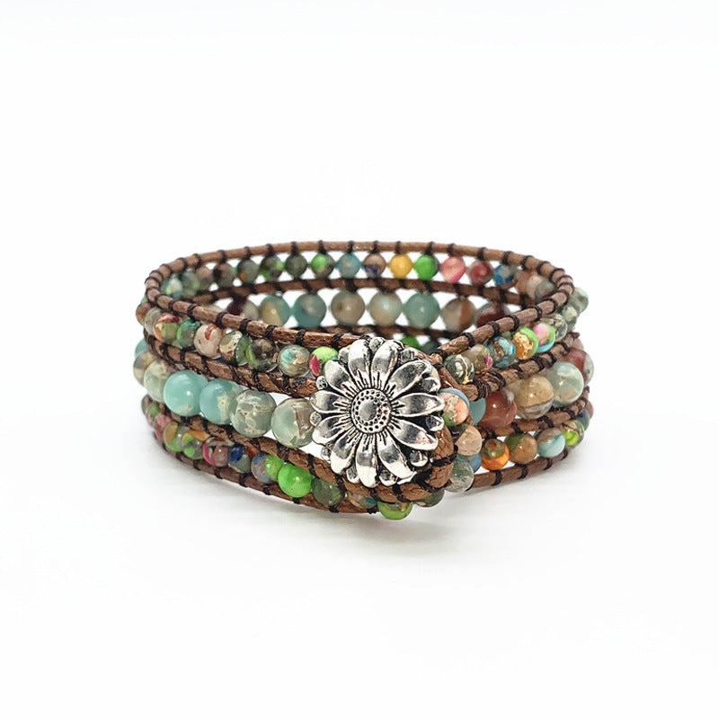 Hand-woven stone bracelet