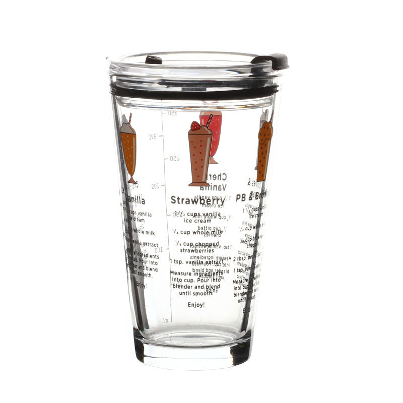 Household Sealed Glass Straw Cup With Scale