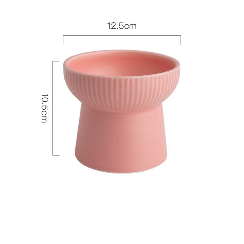 High Foot Neck Protection Ceramic Cat Bowl
