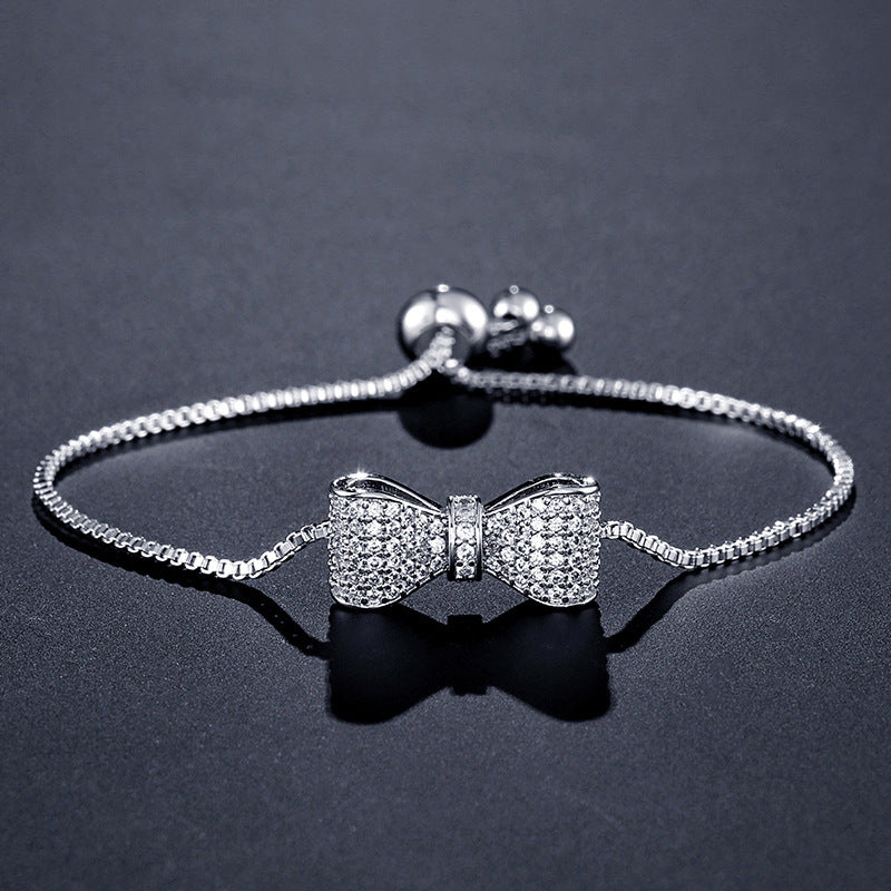 Diamond bow bracelet