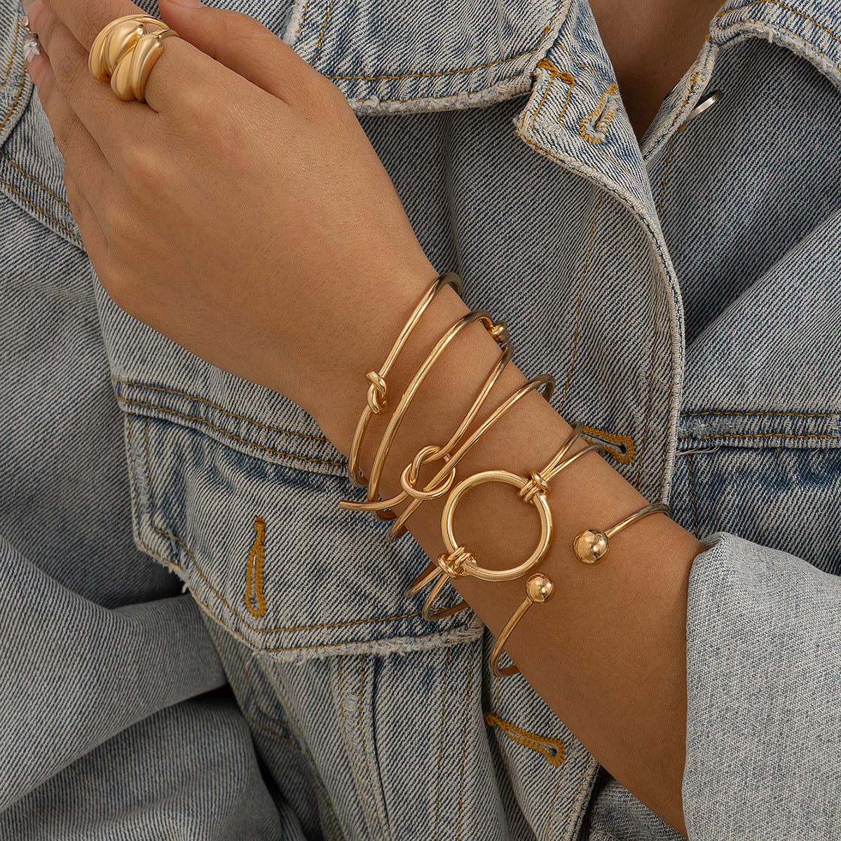 Design Double-layer Hollow Knot Open-ended Bracelet For Women Jewelry Wedding Pulseiras Lover Gift