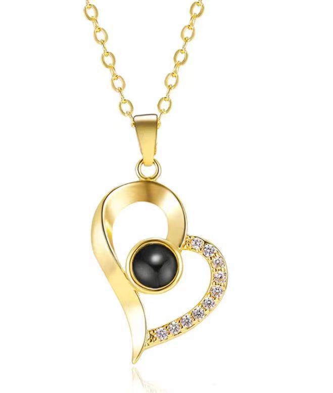 Heart-shaped Projection Ianguages I Love You Necklace Clavicle Chain
