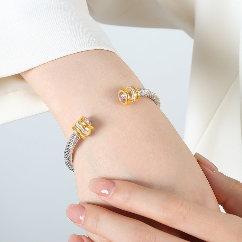 Titanium Steel Inlaid Twelve-color Zircon Bracelet