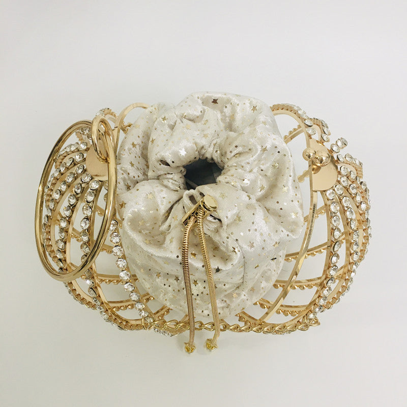 Hollow diamond ball bag dinner bag bird cage bun mother bag handbag