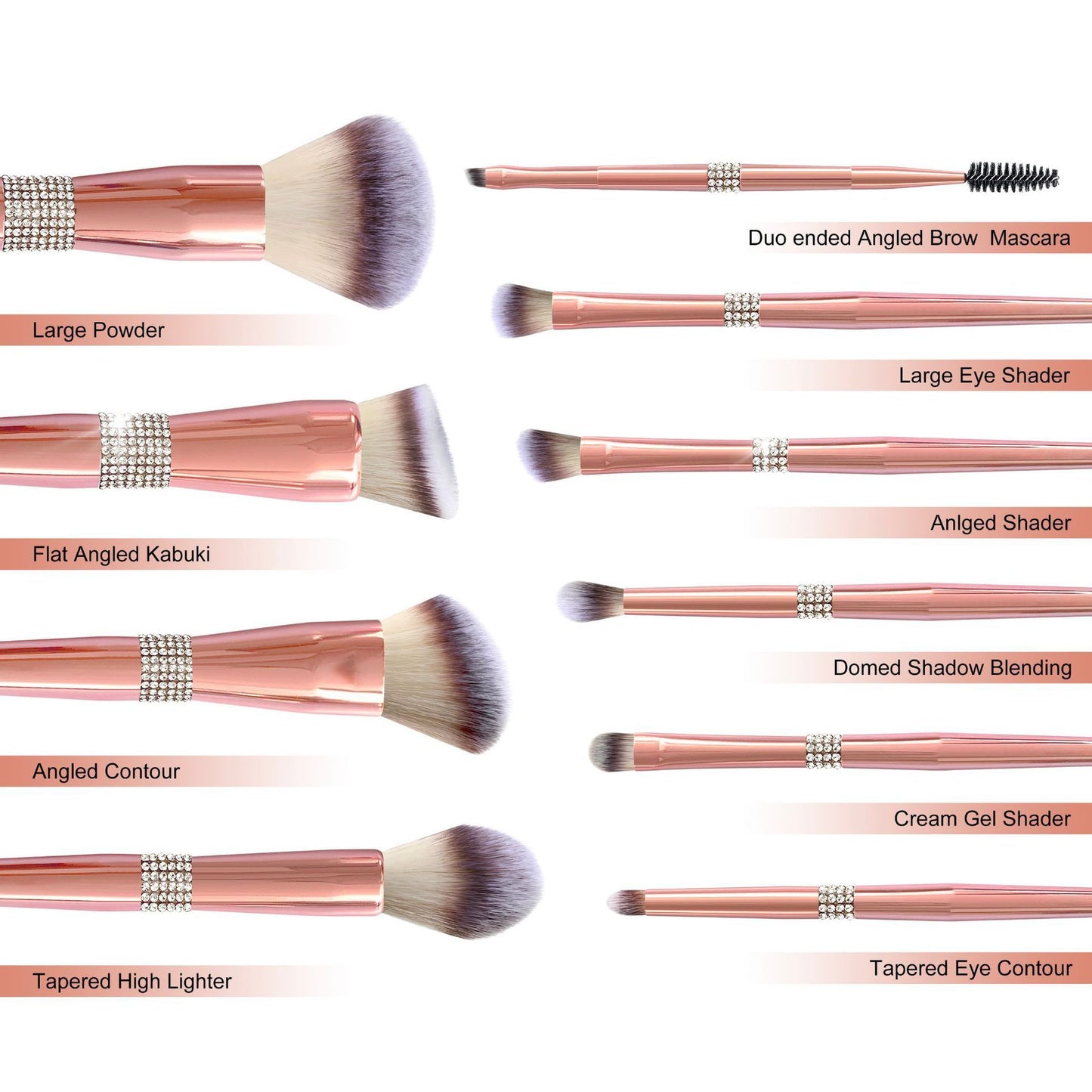Portable Home Electroplated Rose Gold Makeup Brush Suit