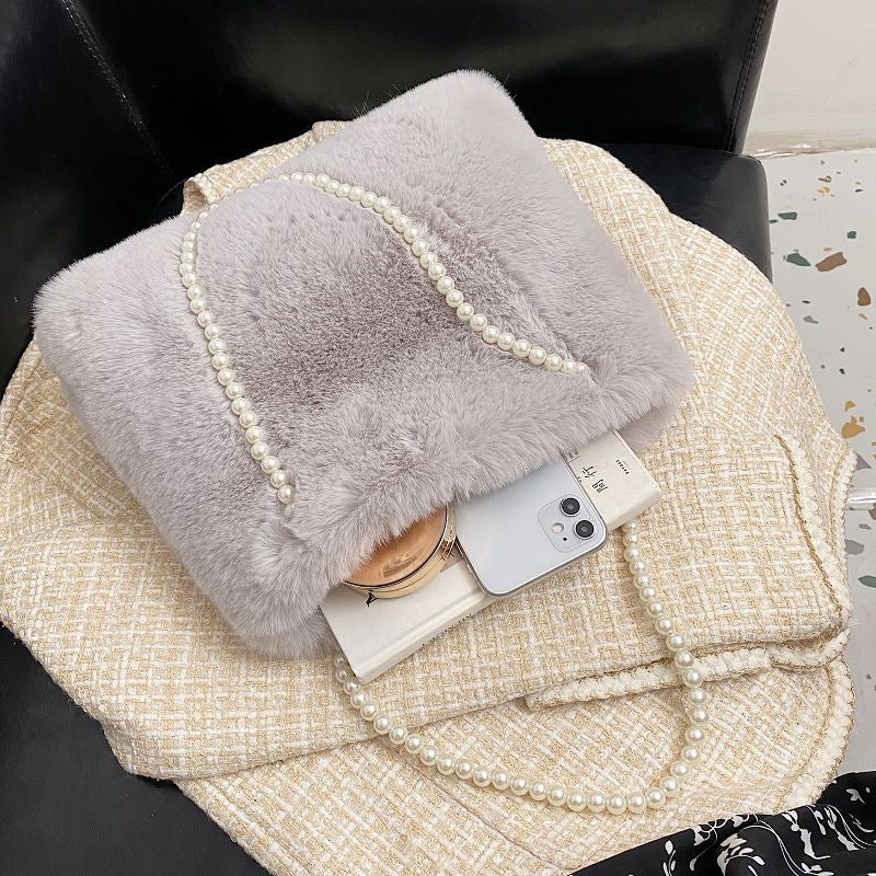 Women's Fashion Plush Pearl Shoulder Bag