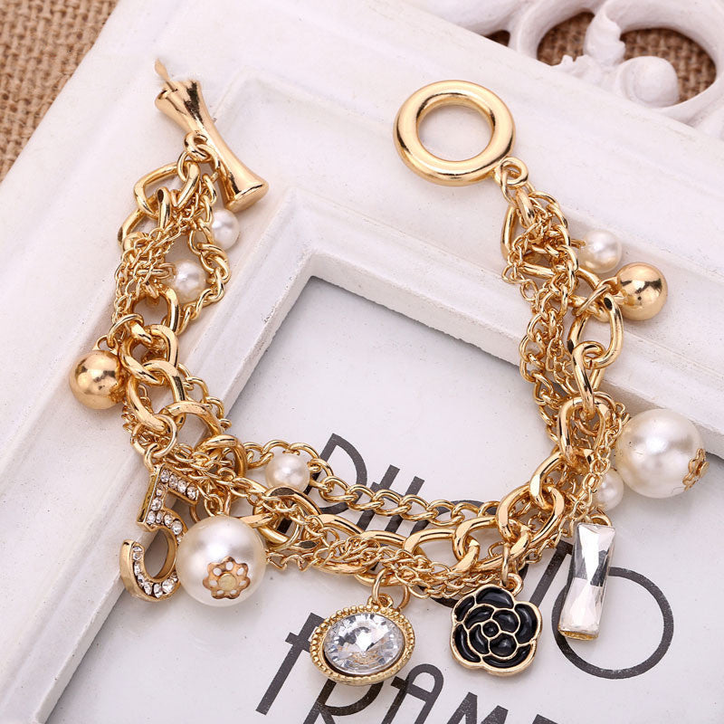 Multi-layer pearl bracelet
