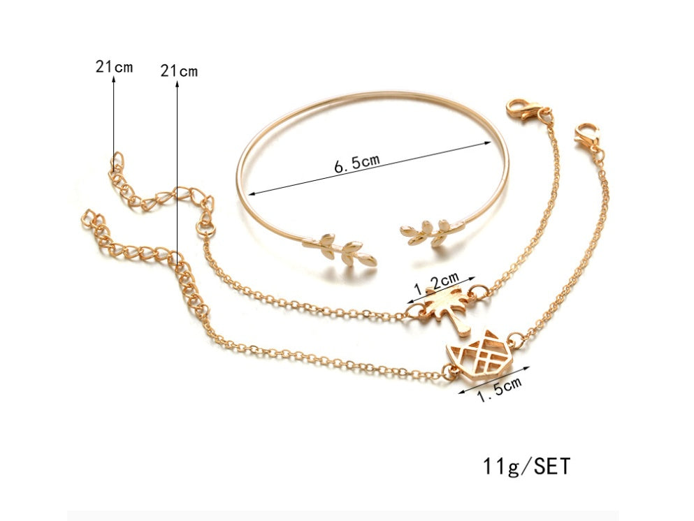 Modyle Gold Color Crystal Wedding Bracelets Set CZ Stone Heart Bracelets Bangles For Woman