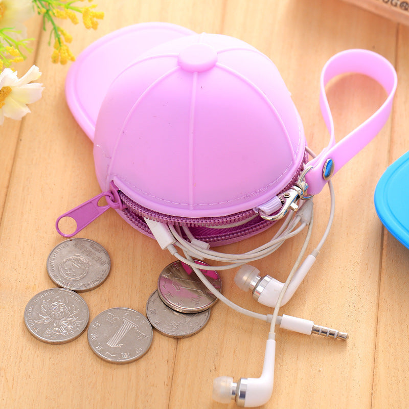 Korean Style Candy Color Hat Coin Bag Silicone Cartoon Creative Zipper Wallet