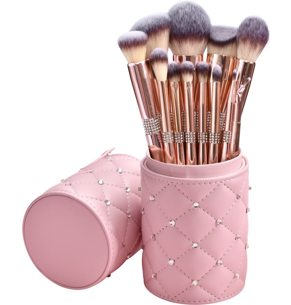 Portable Home Electroplated Rose Gold Makeup Brush Suit