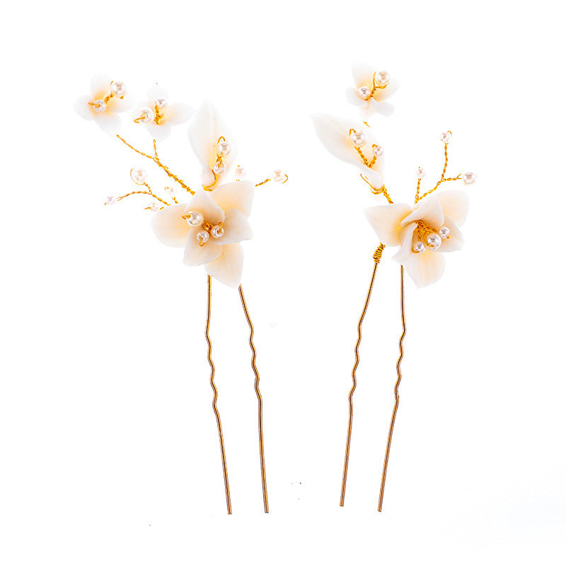 White Wedding Flower Hairpin Comb Suit For Women