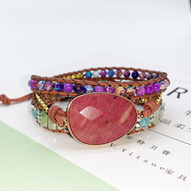 Natural stone hand-woven ladies bracelet