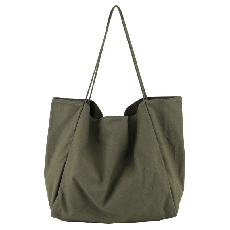Mori Artistic Canvas Shoulder Bag Casual Retro Solid Color Tote