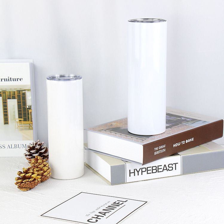 20oz Sublimation Straight Tumbler Stainless Steel Skinny Tumbler With Straw Lid Portable T Hermos Vacuum Anti-fall T Hermos Cup