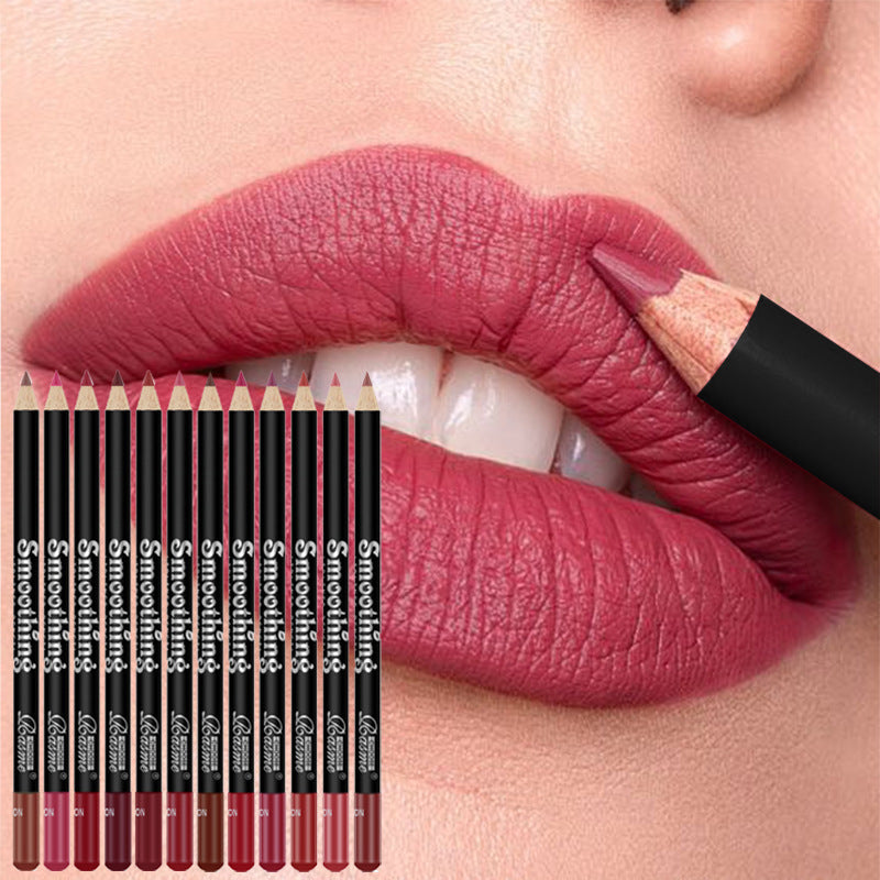 Waterproof And Durable 12-color Nude Hook Line Lipstick Pen