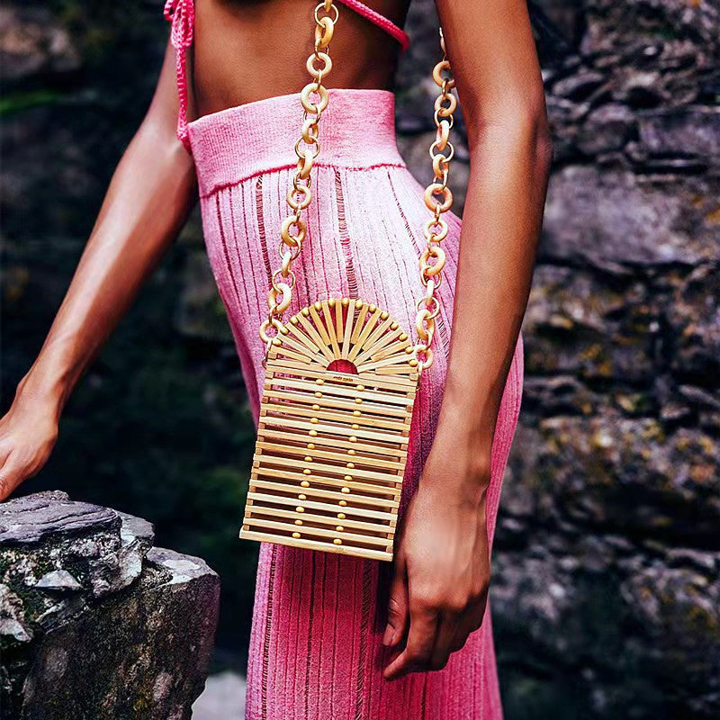 Ancient Style New Women's Crossbody Shoulder Bamboo Woven Bag