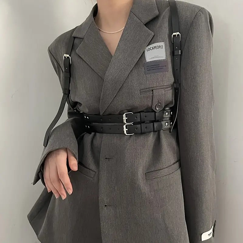 Double Layer Buckle Fashion All-match Casual PU Leather Strap Belt Women