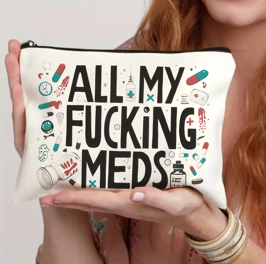 Canvas Zipper Polyester Cosmetics Bag