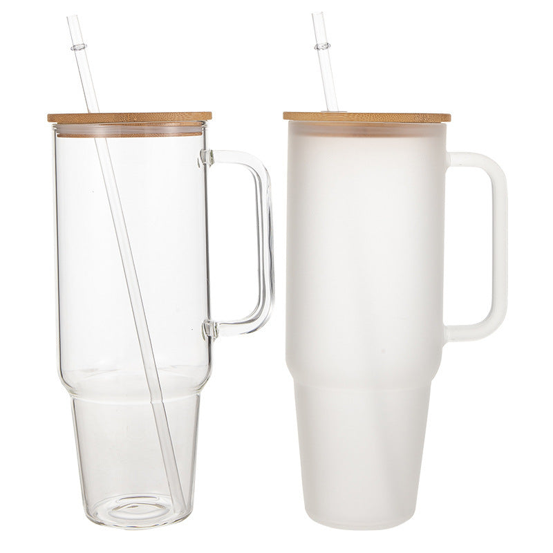 Glass Cup Sublimation Bamboo Wood Cover Straw