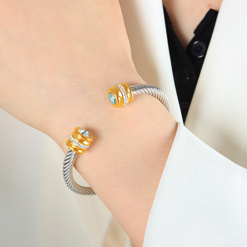 Titanium Steel Inlaid Twelve-color Zircon Bracelet