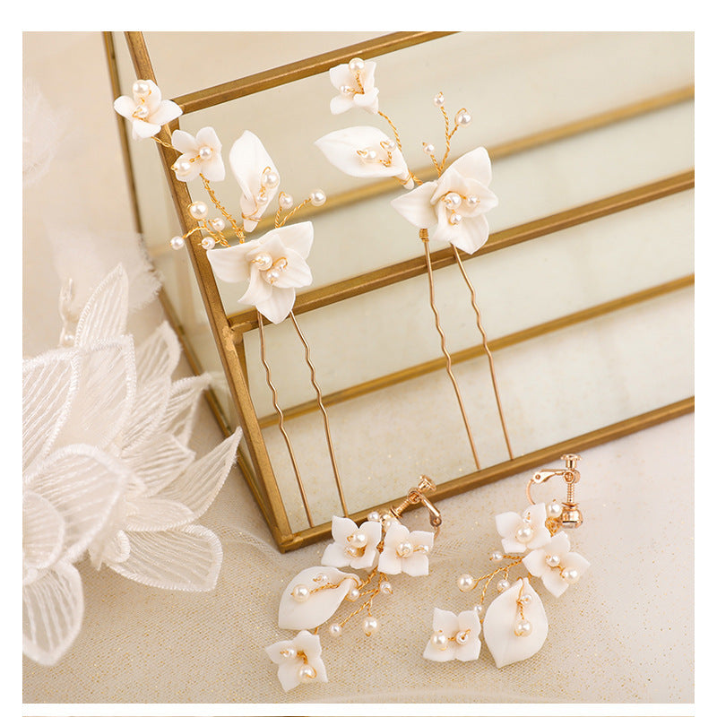 White Wedding Flower Hairpin Comb Suit For Women