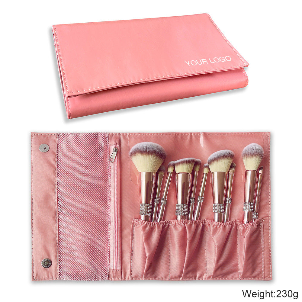 Portable Home Electroplated Rose Gold Makeup Brush Suit