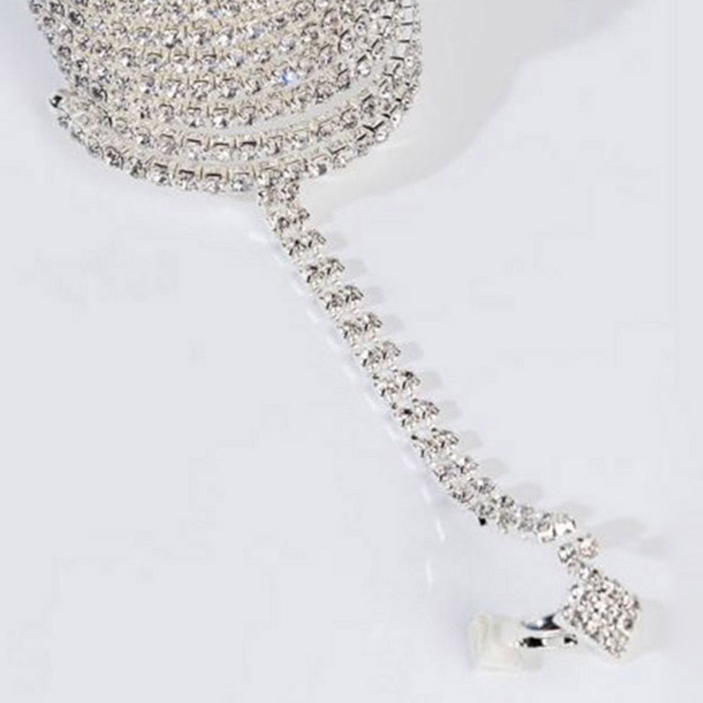 Fashion Shiny Rhinestone Elastic Finger Chain Women