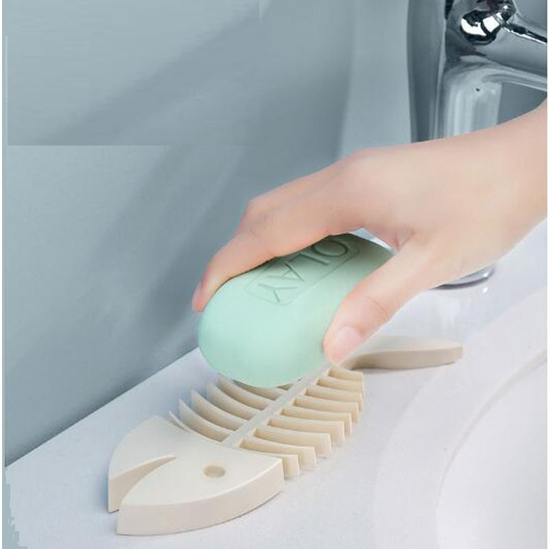 Fishbone Soap Holder Bathroom Toilet Household Silicone Creative Cartoon Cute Fish Shape Soap Dish