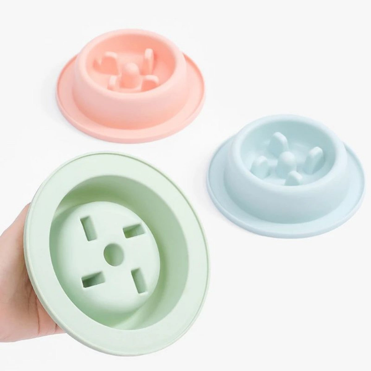 Pet Cat Dog Slow Food Bowl Fat Help Healthy Round Anti-choking Thickened And Non-slip Multiple Colors Shapes