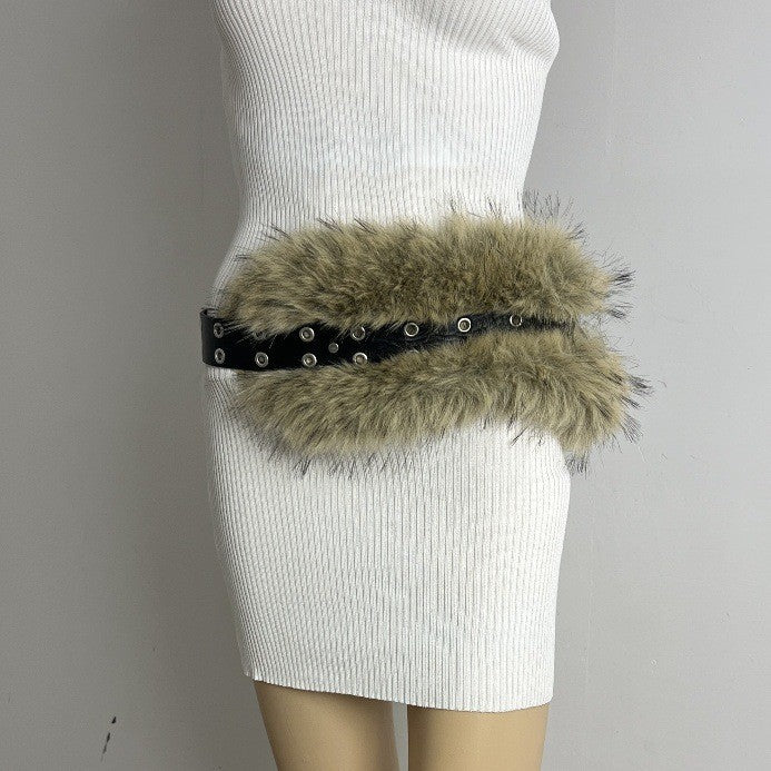 Fur Belt Retro Easy Matching Plush Waist Chain Waist Seal Waist Decorations
