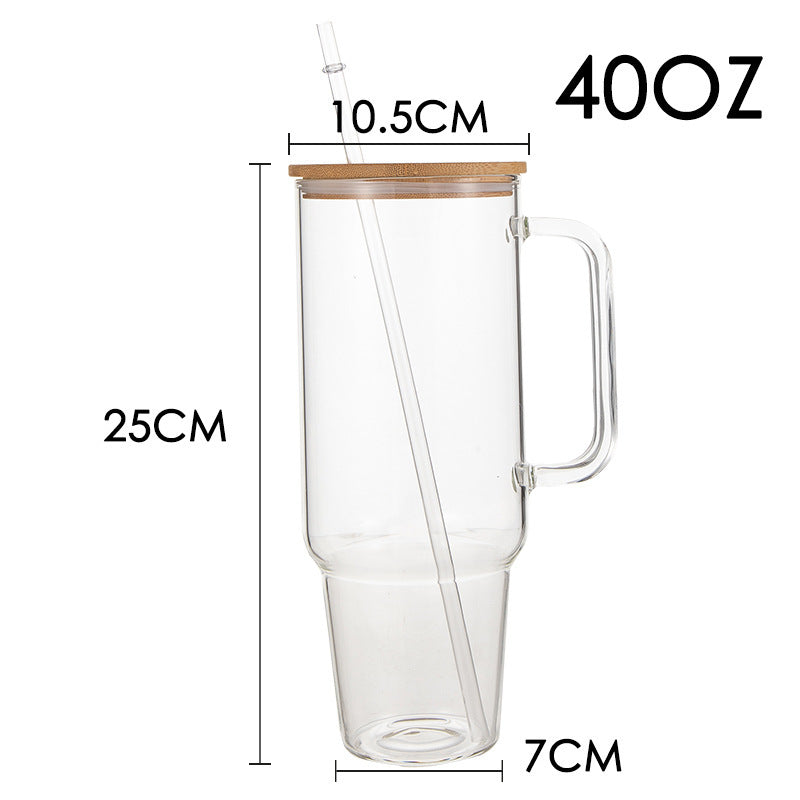 Glass Cup Sublimation Bamboo Wood Cover Straw