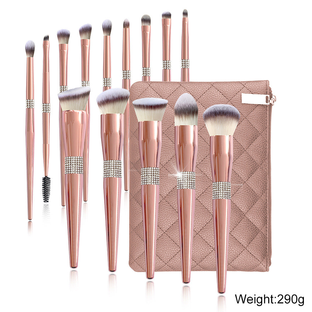 Portable Home Electroplated Rose Gold Makeup Brush Suit