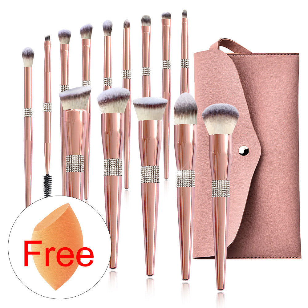 Portable Home Electroplated Rose Gold Makeup Brush Suit