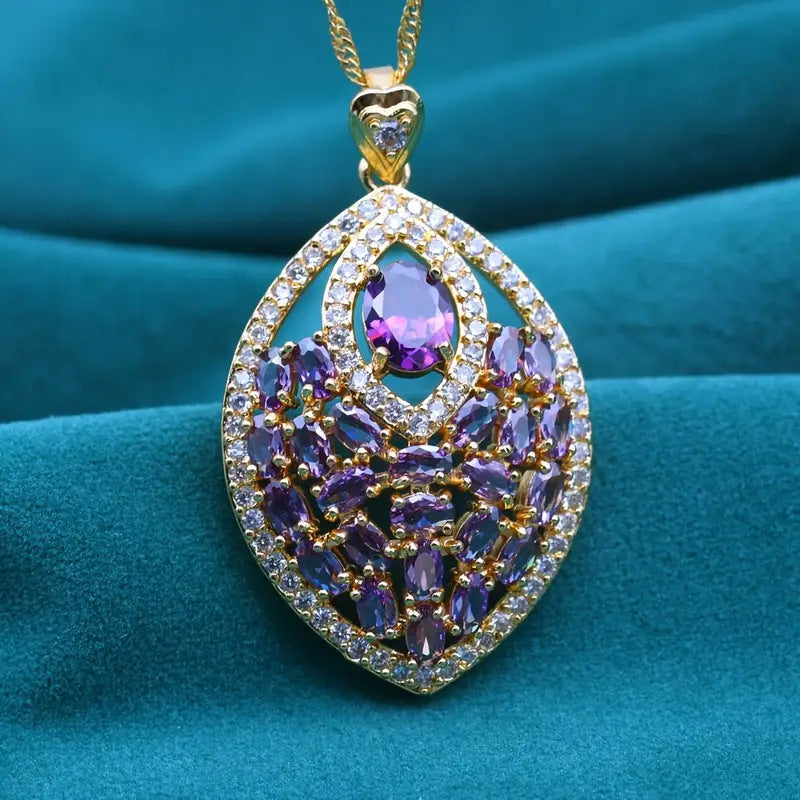 Creative Design Color Zircon Pendant Necklace