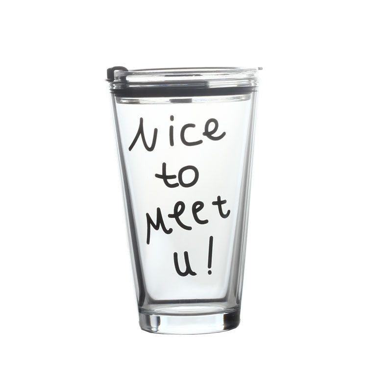 Household Sealed Glass Straw Cup With Scale