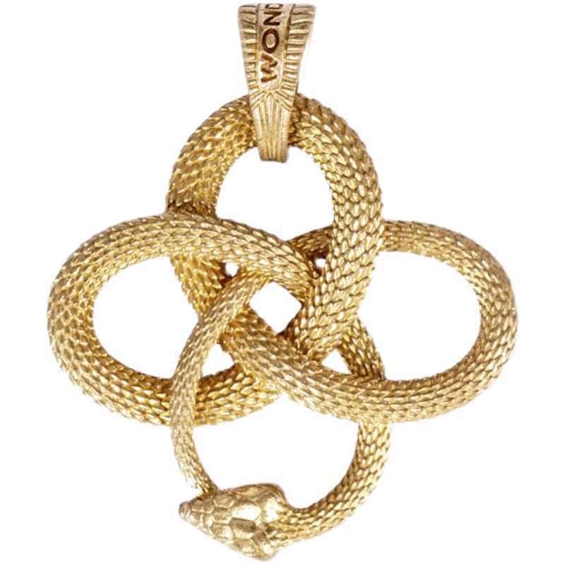 Brass 925 Silver Vintage Snake Pendant Necklace