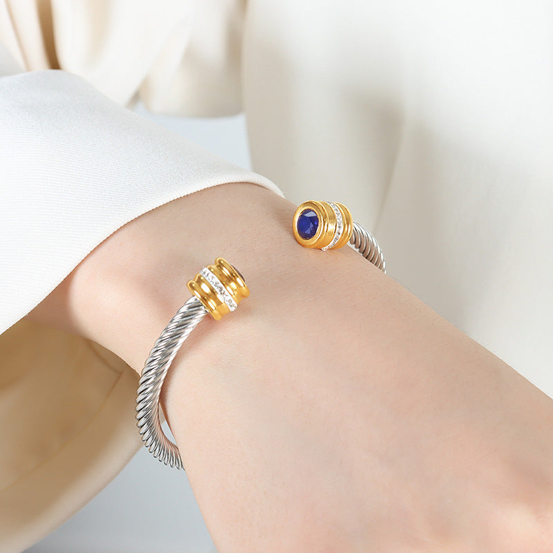Titanium Steel Inlaid Twelve-color Zircon Bracelet