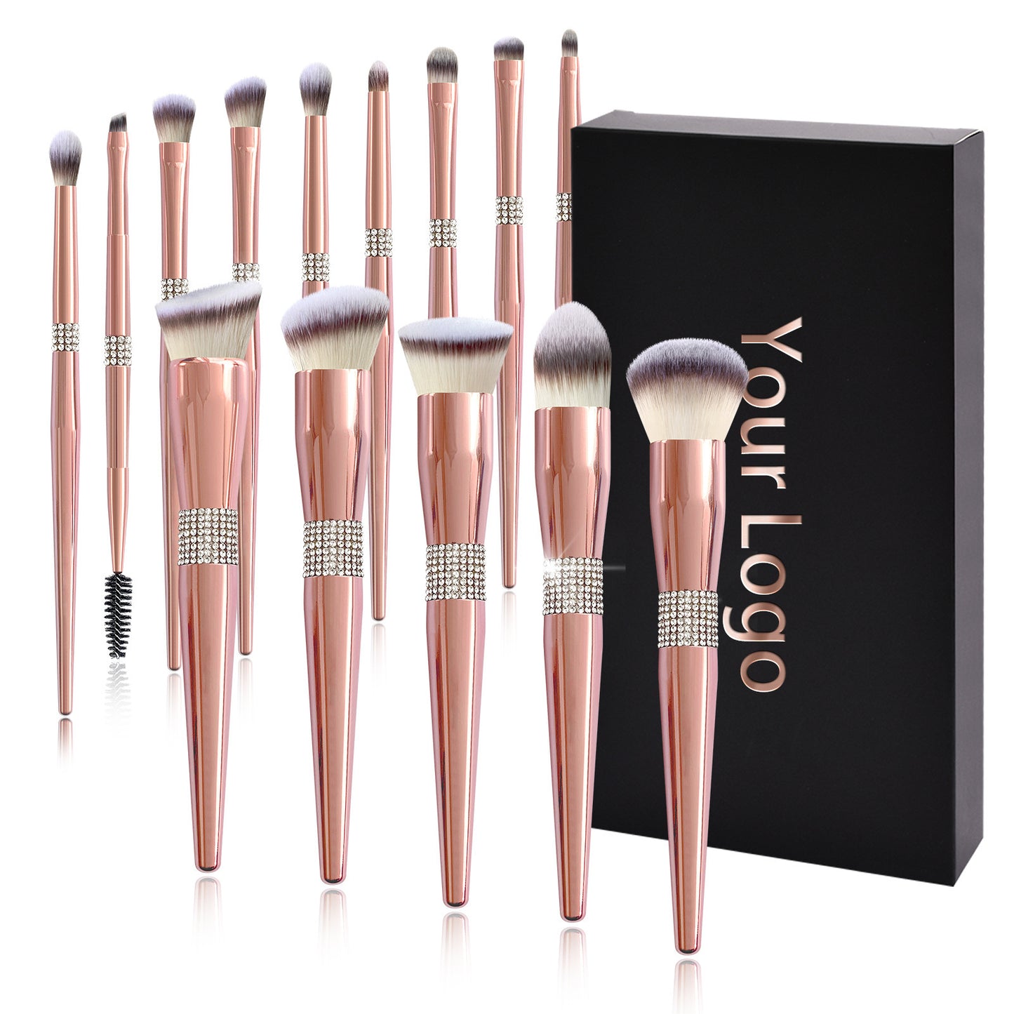 Portable Home Electroplated Rose Gold Makeup Brush Suit