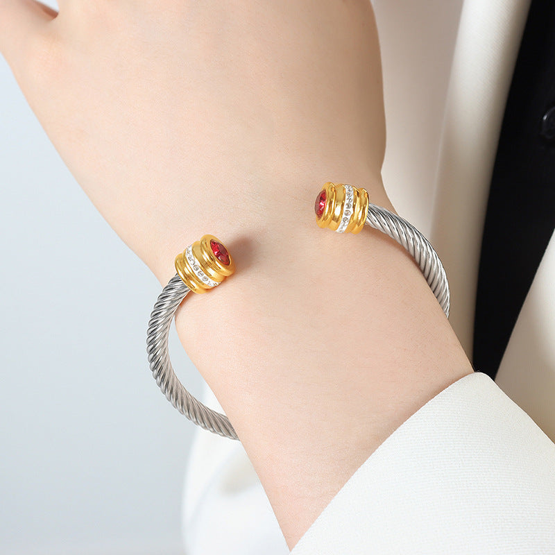 Titanium Steel Inlaid Twelve-color Zircon Bracelet