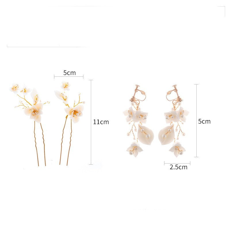 White Wedding Flower Hairpin Comb Suit For Women