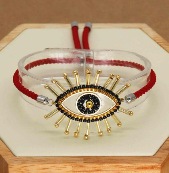 Rice beads hand-woven Evil Eye lucky eye bracelet