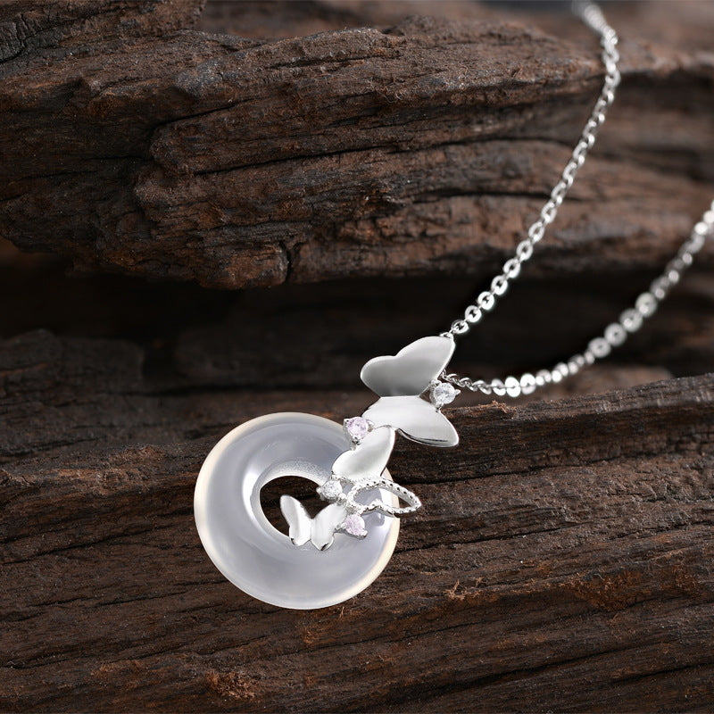 Butterfly Dance Zircon Necklace Women's Sterling Silver