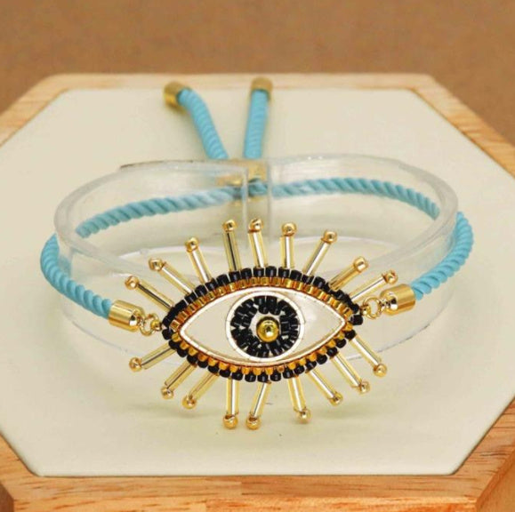 Rice beads hand-woven Evil Eye lucky eye bracelet