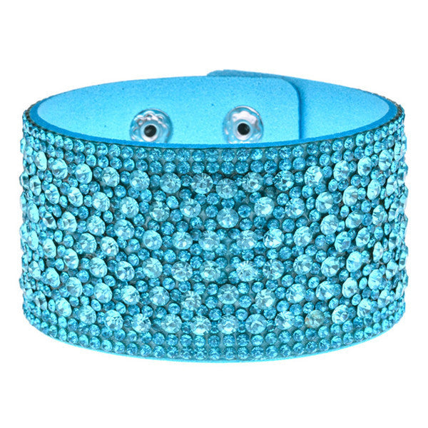Wide diamond-studded snap bracelet