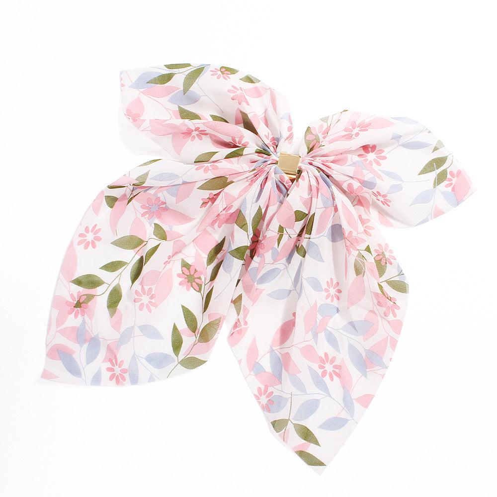 Floral Chiffon Big Bow Hairpin