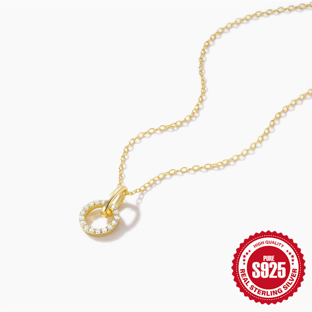 S925 Sterling Silver Light Luxury Interlocking Micro Inlaid Zircon Clavicle Chain