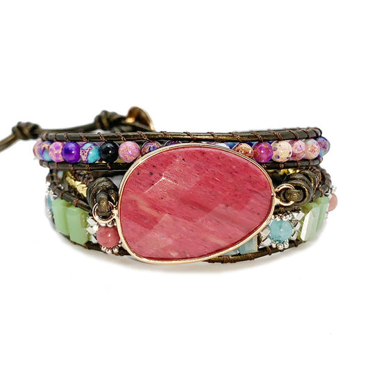 Natural stone hand-woven ladies bracelet