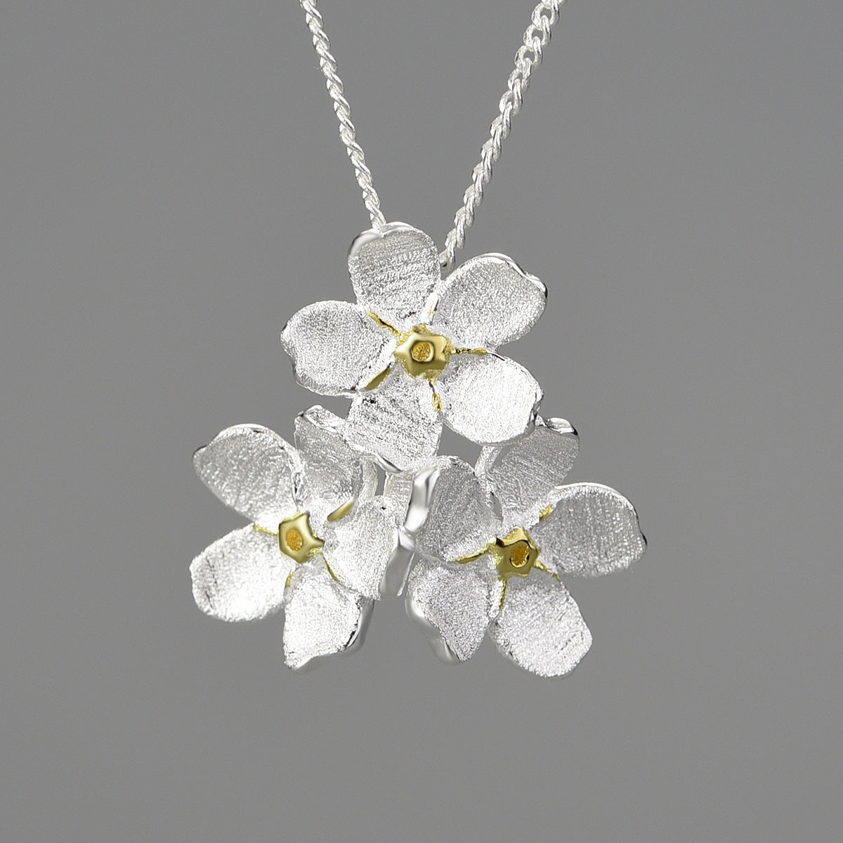 Myosotis Sylvatica Sterling Silver Pastoral Style Hand-designed Decorations