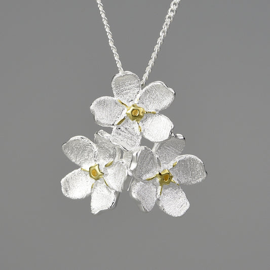 Myosotis Sylvatica Sterling Silver Pastoral Style Hand-designed Decorations